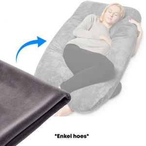 Housse pour Oreiller de Grossesse Earkings Oreiller de Sommeil Lat&eacute;ral en forme de U 140x80cm - Gris Fonc&eacute;