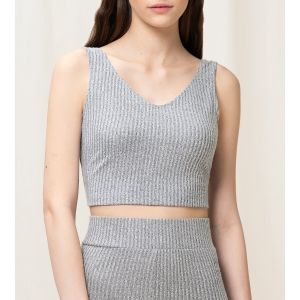Triumph Crop top c&ocirc;tel&eacute; recycl&eacute; Thermal Gris - Taille L;M;S;XS