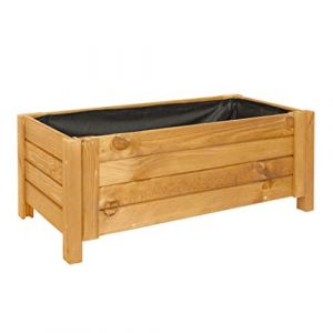 BOGATECO Bac &agrave; Fleurs Jardini&egrave;re en Bois pour Ext&eacute;rieure | 80 x 38 cm | Pot de Fleurs Parfait pour Jardin, Terrasse & Balcon | Impr&eacute;gn&eacute; | Arrive Assembl&eacute; | avec Agro-Textile | Marron Ch&ecirc;ne