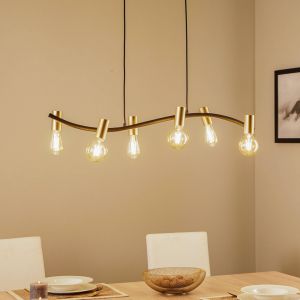 Suspension &agrave; intensit&eacute; variable 'Anito' en m&eacute;tal pour salon & salle &agrave; manger - noir, dor&eacute;