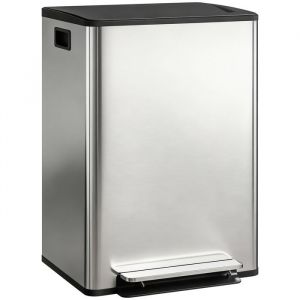 Homcom Poubelle de cuisine - double compartiment 2 x 30L - pédale - seaux intérieurs - acier inoxydable - 47,5x37,5x67cm - argent