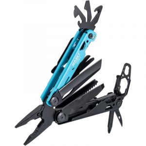Hazet Multitool 2159-1, 13-en-1, acier inoxydable, avec pince &agrave; bec effil&eacute;, couteau, scie, tournevis, cl&eacute; hexagonale, ciseaux, clip de ceinture, y compris &eacute;tui de ceinture robuste