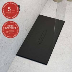 Receveur de douche Poalgi, extraplat, noir anthracite, L.70 x l.140 cm, s&eacute;rie Clay