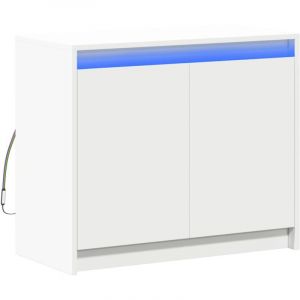 VidaXL Buffet avec LED blanc 72x34x61 cm bois d'ingénierie, meuble de rangement, meuble de rangement cuisine, meuble de rangement de salon