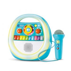 Vtech Music'Kid Karaoké Bleu - Enceinte Bluetooth Lumineuse Enfant - Baladeur Musical avec Micro Karaoké, Comptines et Chansons, Enregistreur Vocal - Cadeau Enfant Dès 2 Ans - Contenu en Français