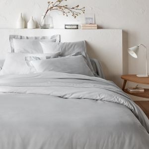 Housse de couette unie en polycoton, Scenario Gris Perle Taille 240x220 cm;260x240 cm