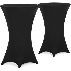 Housse de table haute, set de 2, noir Ø80cm