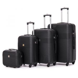 Tortue Valise - Lot de 3 Valises + 1 Vanity en ABS - 4 roulettes 360° - Serrure à Combinaison latérale - Argentée