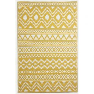 Tapis extérieur terrasse réversible HOMESCAPES Tapis de jardin Anna jaune 75x200 cm