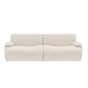 Canapé droit 3 places en tissu blanc