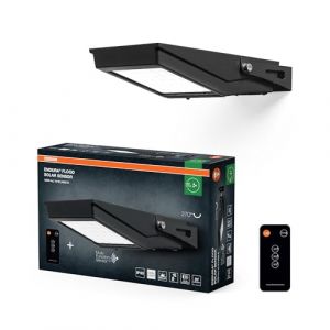 Osram Projecteur LED ENDURA Flood Solar, 10W, à énergie solaire, capteur intégré, blanc froid, télécommande, longue durée de vie de la batterie jusqu'à 4 h à pleine luminosité, protection IP65