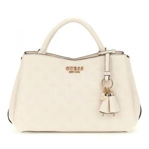 Guess Sac à main crème pour femme - Phoebe Girlfriend Satchel Bag Creme White Logo 311793