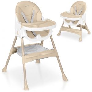 Ricokids Chaise haute pour b&eacute;b&eacute; &agrave; partir de 6 mois - Hauteur r&eacute;glable - Planche &agrave; manger amovible - Ceinture de s&eacute;curit&eacute; - Beige