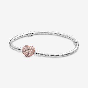 Image de Pandora Bracelet Coeur Pavé Rose