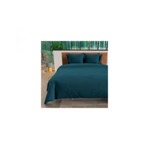 Image de Intemporel Parure housse de couette en microfibre lavée 260x240 cm BOHEME bleu canard, par