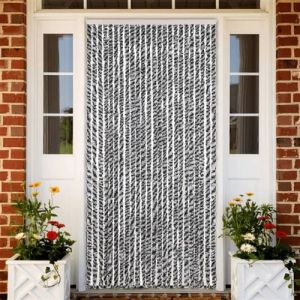Rideau anti mouches gris et noir et blanc 100x200 cm chenille