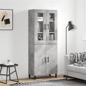 VidaXL Buffet Haut, Armoire de Rangement avec Pieds, Meuble de Rangement, Organisateur Salon Salle de Séjour, Moderne, Gris Béton Bois d'Ingénierie