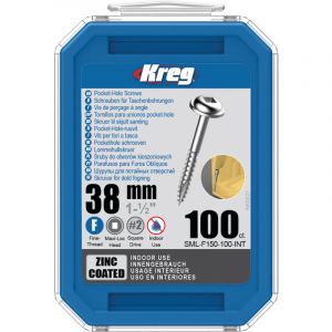 Kreg 100 vis galvanisés - 7 x 38 mm - filetage fin - Maxi-Loc carré