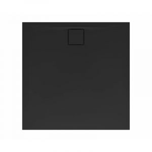 Swiss Aqua Technologies Vision Receveur de douche 90x90cm + Siphon Eslim90. Marbre coulé, noir (SATSVVI90QC-S)