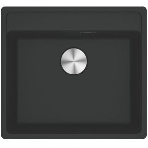 Franke Maris MRG 110-52 Evier sous plan/à fleur 55x50cm, avec bonde et siphon gain de place, en Fragranit+, Noir mat