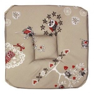 Image de Couleur Montagne Galette de Chaise Polyester Lin 36 X 36 cm Imprimé Gris/Fleurs