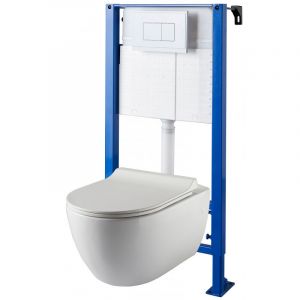 Image de Planetebain Pack WC suspendu Bâti universel avec cuvette sans bride Ceres