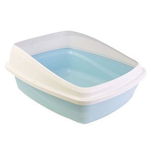 Catit Bac &agrave; Liti&egrave;re avec Pare-Liti&egrave;re pour Chat Bleu/Gris Taille M - Catlove