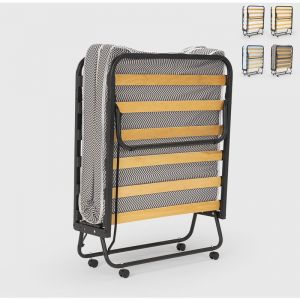 Lit pliant en microfibre avec matelas et lattes 80x190cm Demetra | Couleur: Vert fonc&eacute;