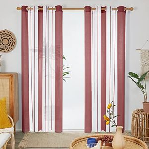 Rideaux Voilages Largeur Fenetre Oeillets, Voilage pour Salon et Chambre, 2 Pièces, 140x260 cm, Rouge Vif - Rouge Vif - Deconovo