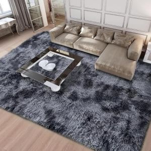 Calore Tapis de Salon Tapis Shaggy Tapis Chambre Tapis Moderne Interieur Confortable Maison Tapis de Sol Gris Noir200 x 300 cm