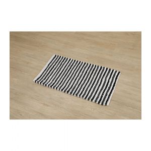 Image de Tendance Tapis de salle de bain Tricolore Blanc Gris et Noir en Polycoton Boules 50 x 90 cm - Noir / blanc