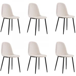 Image de Lot de 6 chaises ALVEOLES Nid d'abeille en velours Beige pieds en métal noir