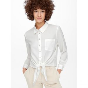 Image de Only ONLLECEY LS Knot Shirt Noos WVN Blouse, Cloud Dancer, M Femme