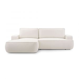 Nessino - canapé d'angle gauche 4 places - convertible avec coffre - en tissu texturé - Beige