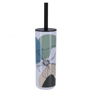 Tendance Brosse WC avec support déco Flowers Bleu et Vert