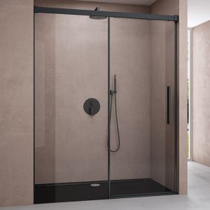 Porte de douche coulissante pour niche paroi de douche transparente verre de sécurité avec revêtement anti-calaire Teramo12 150x195 cm - Transparent