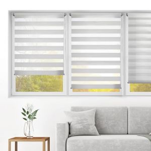 Blindecor Indus Store Jour Nuit sans percage | Couleur Gris Argent 95 x 220 cm (L x H) | Taille du Tissu 92 x 215 cm | Store enroleur Fixation avec ou sans per&ccedil;age