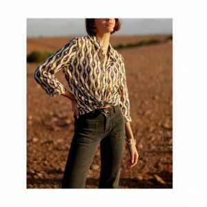 Chemise Manches Longues La Petite Etoile Cathya Geo Chemisier Marron