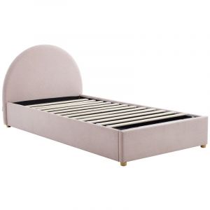 Lit coffre 90 x 190 cm - Velours côtelé - Rose - LIRIMO