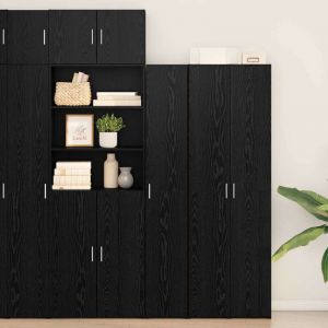 VidaXL Buffet Ch&ecirc;ne Noir 30x42.5x185 cm Bois d'ing&eacute;nierie