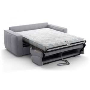 Mondo Canap&eacute; convertible express - 3 places - SQUARE - Tissu Gris clair - 200 x 105 x 90 cm