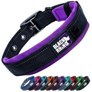 Image de Black Rhino Collier Confortable rembourré en néoprène Ultra Doux pour Toutes Les Races – Robuste, réglable, réfléchissant et résistant aux intempéries