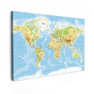 TABLEAU SUR TOILE Carte du monde - Statistiques - Bleu - Terre - Educatif Tableau 60x40 cm