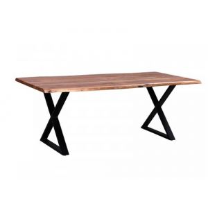 Image de Bobochic Table 200 cm AWA Bois acacia massif et Pieds en croix m&eacute;tal noir