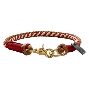 Hunter Collier Tinnum, rouge/beige pour chien - taille M : tour de cou 45 cm, 1,4 cm de diamètre