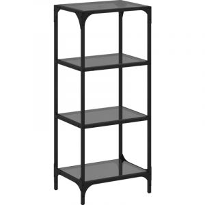 VidaXL Étagère de rangement avec dessus en verre noir 40x30x95cm acier