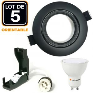 Image de Europalamp 5 Spots encastrables orientables Noir Matt avec GU10 LED de 7W eqv. 56W Blanc Froid 6000K