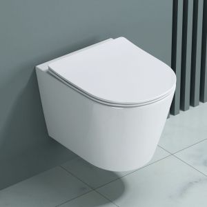 Sogood - wc suspendu blanc cuvette céramique toilette abattant silencieux avec frein de chute Aix108-K - Blanc