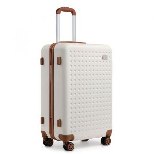 Kono Grande Valise 76cm, Valise Soute en ABS Valise Rigide 4 roulettes Valise de Voyage avec Serrure TSA (Crème)