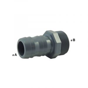 Ezfitt Douille cannelée mâle en pvc ø a: 20mm ø b: 3/4''